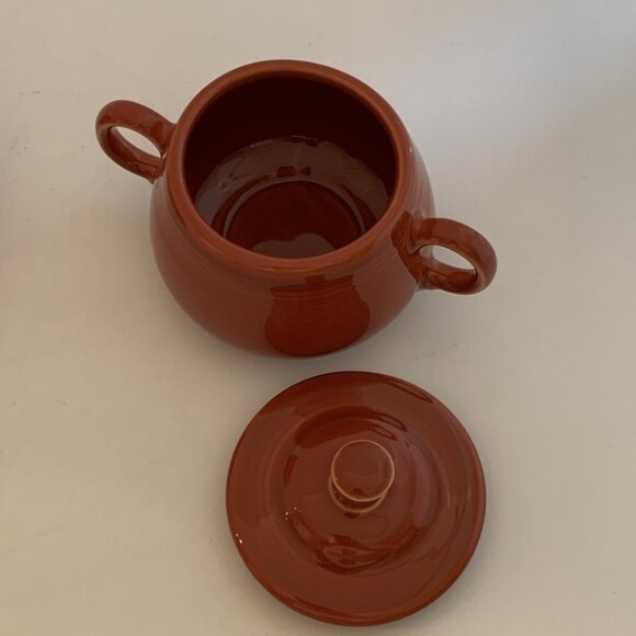 Fiesta Fiestaware Creamer & Lidded Sugar Bowl w/ Tray Cinnabar Homer Laughlin - Picture 10 of 12
